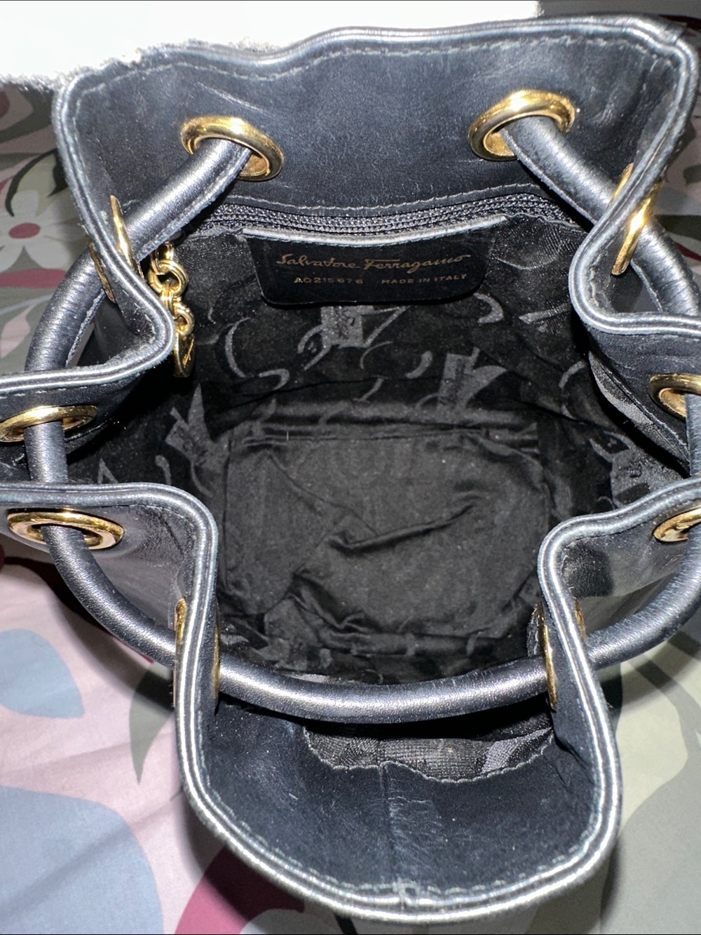 Salvatore Ferragamo Black Leather Drawstring Mini Bucket/Backpack - Picture 12 of 15